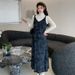 Autumn New Korean Fashion Gradient Strap Two-Piece Maternity Dress_ecoleips.com