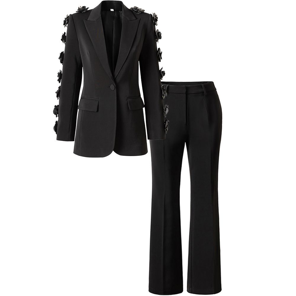 Women's Clothing Early Autumn Fashion Commuter Suit Heavy Handmade Flower Decoration Suit_ecoleips.com