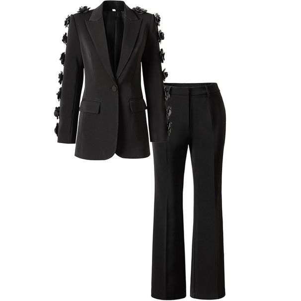Women's Clothing Early Autumn Fashion Commuter Suit Heavy Handmade Flower Decoration Suit_ecoleips.com