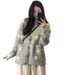 Gray Star-Print Sweater Jacket With Autumn/Winter Korean-Style Casual Luxury Knit Cardigan Top_ecoleips.com
