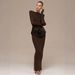 Elegant Solid Color Women's Bodycon Dress Long Sleeved Slim Fit Pleated European American Style For Autumn Winter New Socialite Style_ecoleips.com