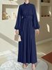 Modest Abaya Dress Bohemian Belted Midi Dress – Asymmetric Hem Long Sleeve Wrap Dress – Flowy Ethnic Print Tunic_ecoleips.com