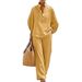 Women's Clothing Casual Linen-Blend Shirt & Pants Set – Stylish Office & Everyday Outfit, Comfortable Stretch Fabric, Multiple Colors (S-5XL)_ecoleips.com