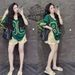 Fashion Women's Summer Two Piece Set V Neck Short Sleeve T-Shirt And Printed Shorts Loose Sporty Casual Trendy_ecoleips.com