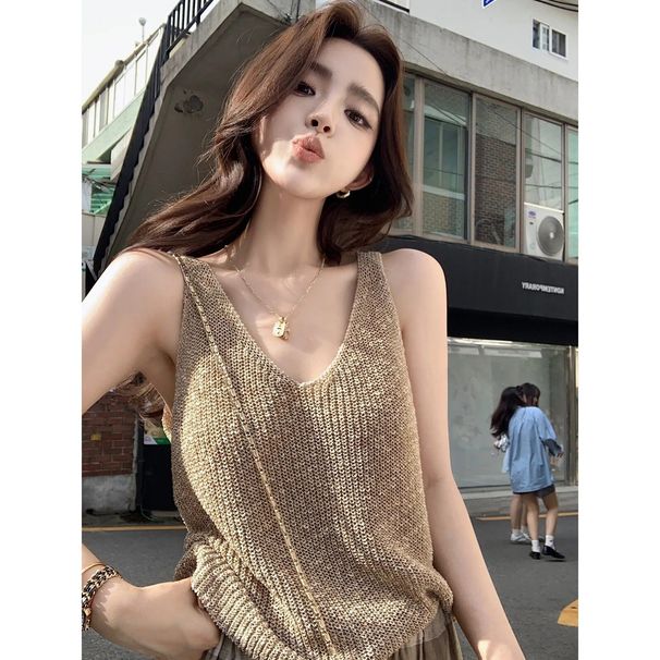 Korean-style Casual Relaxed Knit Camisole Women, Suitable For Summer, Can Be Worn As An Inner Layer Or Outerwear,_ecoleips.com