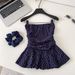 Strapless Floral Camisole for Women Pure Alluring Design Slim Fit Ruffled Hem Hair Tie Included Commuter Style Top_ecoleips.com