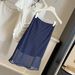 Navy Blue Polka Dot Mesh Midi Skirt High Waisted Slimming A-Line Women's Summer 2026 New Style French Retro Niche_ecoleips.com