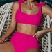 Women's Clothing Women's Sexy Solid Color European American Style Swimsuit Lace-Up Two-Piece Bikini Set Beach Swimwear_ecoleips.com