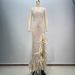 Women's Clothing Backless One Shoulder Diamond Long Slit Feather Dress_ecoleips.com