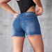 Women's Clothing Summer New Elastic Waist Ripped Tassel Rough Elastic Denim Shorts Women_ecoleips.com