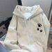 New 2025 Women's Thickened Fleece Lined Hooded Sweatshirt American Trendy Brand Autumn Winter Loose Casual Style for Couples_ecoleips.com