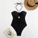 Women's Clothing Solid Color Halter Neck One Piece Bikini Sexy Slimming Cutout Swimsuit For Women Hot Beach Girl_ecoleips.com