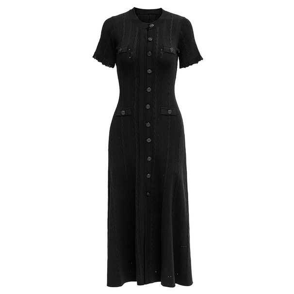 Elegant Maxi Dress For Women Knitted Lace Trim Ruffled Sleeves Floral Embroidery A-Line Silhouette_ecoleips.com