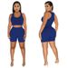 Women's Sporty Two-Piece Set Sleeveless U-Neck Top High-Waisted Shorts Streetwear Gym Ready Stretchy Polyester Spandex_ecoleips.com