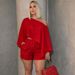 Women's Elegant Off-Shoulder Vacation Set Solid Color European And American Style Loose Top And Shorts Casual Two-Piece Outfit_ecoleips.com