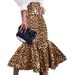 Leopard Print Fishtail Midi Skirt – Elegant Bodycon Skirt With Slimming Ruched Waist For Women (Brown, S-XXL)_ecoleips.com
