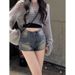 High-waisted Tight-fitting Y2K Girl Denim Shorts For Women, Summer Thin Style, Petite Figure-flattering A-line_ecoleips.com