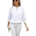 Women's Clothing V Neck Three Quarter Sleeve Loose Chiffon Shirt Tops_ecoleips.com