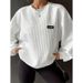 Women's Autumn And Winter Letter-Tipped American Round-Neck Ribbed Mid-Shoulder Sweatshirt_ecoleips.com