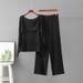 Women's Off-Shoulder Knit Set European American Style Solid Color Summer Top Wide Leg Pants Two Piece Casual Elegant Outfit_ecoleips.com