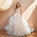 Ethereal Boho Wedding Dress With Deep V-Neck & Open Back – Flowy Sheath Gown With Small Train For Outdoor Photography (XS-XXXL, Ivory/White)_ecoleips.com