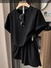 Women's Casual Loose Fitting round Neck Short Sleeve T-Shirt Set with Raglan Sleeves Stylish Sporty Two-Piece Set for Spring/Summer_ecoleips.com