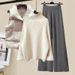 Women's Clothing Cotton Vest Turtleneck Sweater Women's Slim Wide Leg Pants Three Piece Suit_ecoleips.com