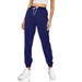 2025 Women's Loose Solid Color Elastic Waist Pocket Casual Sports Style Pants_ecoleips.com