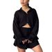 Women's Clothing Women's Wear Wrinkled Lathers Long Sleeve Shirt High Waist Fashion Shorts Fashion Casual Two Pieces_ecoleips.com