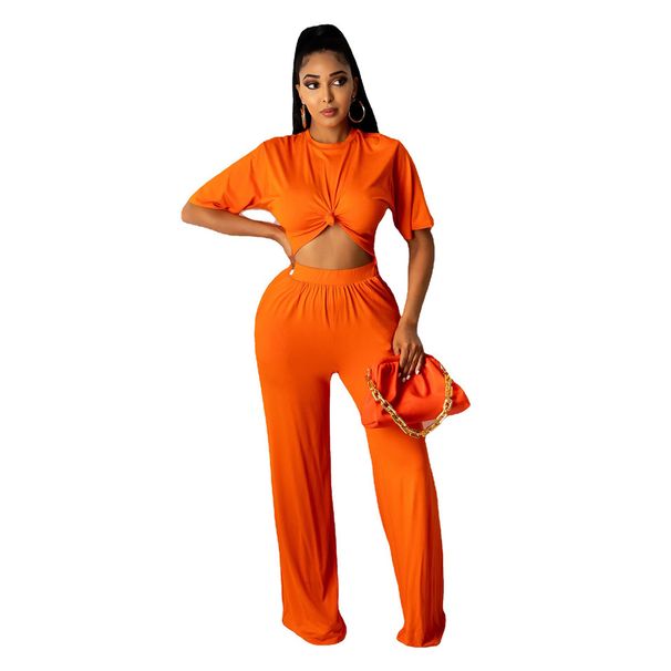 Women's Clothing Solid Color Casual Loose Two Piece Short Sleeved Trousers_ecoleips.com
