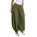Loose High-Waisted Lantern Pants Women's Casual Cotton Linen Solid Color Drapey European American Style Harem Pants_ecoleips.com