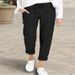 Suitable For All Seasons 2021 Women's Long Pants With Drawstring Pockets, Loose Fit Linen Trousers For Women_ecoleips.com
