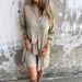 Women's Casual Solid Color Cotton Linen Shorts Long Sleeved Wrinkled Shirt Two Piece Suit Style_ecoleips.com