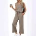 Women's Clothing Women's Summer Travel Outfit V Neck Vest Casual Pants Matching Set For Formal & Casual For Women_ecoleips.com
