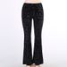 Dark Flared Pants for Women Suede Embossed Design Fashionable Elegant Casual Long Trousers New Summer Style_ecoleips.com