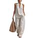 Women's Halter Neck Sleeveless Casual Suit V Neck New Clothing Relaxed Everyday Wear Comfortable Feshion_ecoleips.com