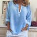 Women's Clothing Solid Color Casual Loose Long Sleeve Linen Shirt_ecoleips.com