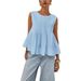 2026 New European And American Style Women's Pleated Slimming Loose Vest Shirt_ecoleips.com