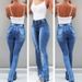 K New Fashion Stretch Split Horn High Waist Jeans For Women_ecoleips.com