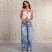 Spring Summer New Women's Button up Front Pocket Printed Casual Jeans Denim Export Style 2026_ecoleips.com