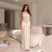 New Arrival Women Fashion Dress Sexy Solid Color Crew Neck Slimming Waist Sheer See Through Bodycon Casual Evening Party Dress_ecoleips.com