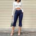 High Waist Cropped Flared Jeans Women's Slim Fit Denim Front Patch Pocket Design European American Style Summer New_ecoleips.com