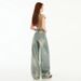 American High Street Retro Wide-leg Pants For Trendy Girls, Loose And Drapey, Distressed, Floor-length Women's Trousers,_ecoleips.com