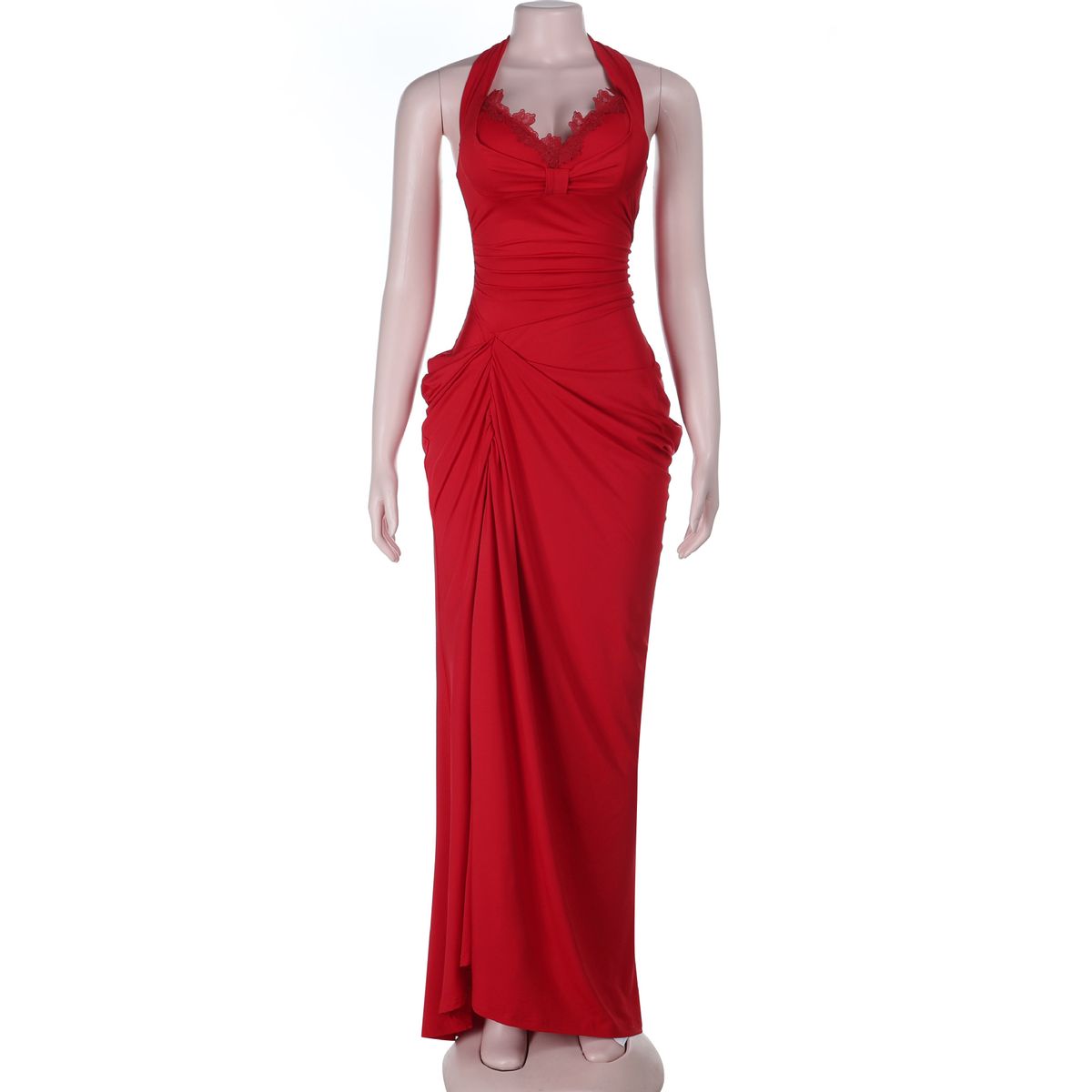 Women's Clothing Sexy Halter Neck Long Dress Backless Slit American Style Thin Casual Elegant Fashion For Ladies_ecoleips.com