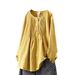 Women's Clothing Literary Solid Color Shirt Women's Round Neck Pullover Loose Top Cotton Linen Blend Large_ecoleips.com