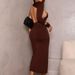 AC440 European American 2024 Spring And Autumn New Cross-Border Slim-Fit Solid Color Elegant Long Bodycon Dress_ecoleips.com