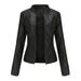 europeanstyle belted leather jacket – slim fit leather coat for women (black, sxxl)_ecoleips.com