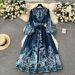 2025 Early Spring New French High End One Piece Tie Waist Print Dress Female Light Luxury Elegant Long Skirt_ecoleips.com