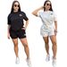 European And American Cross-border Clothing, New Fashionable Embroidered Women's Jacquard Short-sleeve Shorts Set, Ships_ecoleips.com