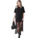 Women's Casual Solid Color Lace Panel Maxi T-Shirt Dress – Summer Lounge Gown 2026_ecoleips.com